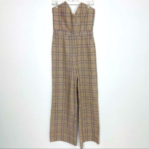 Lovers + Friends • Grecia Jumpsuit Plaid Strapless